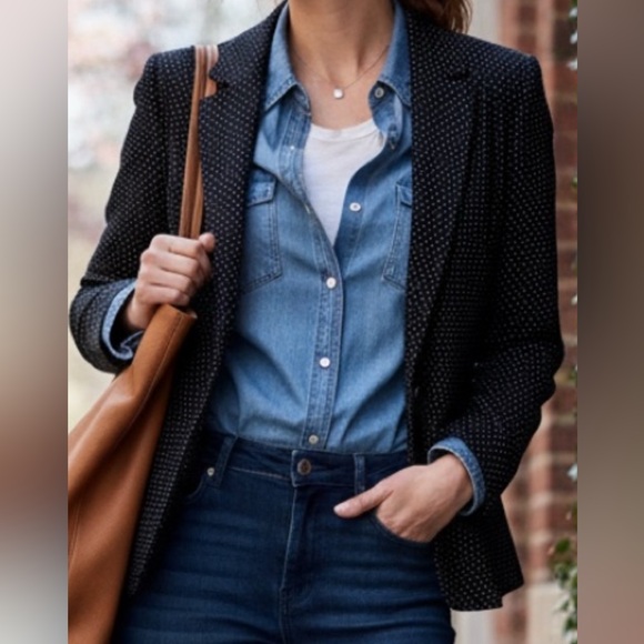 LOFT Jackets & Blazers - LOFT  Black Polka Dot Women's Blazer size 10P